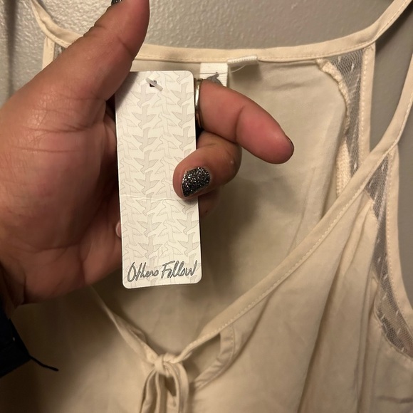 Others Follow shirt - cream boho bell sleeves open shoulder lace accents NWT - Picture 4 of 10